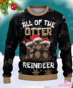 all of the otter reindeer ugly christmas sweater 2
