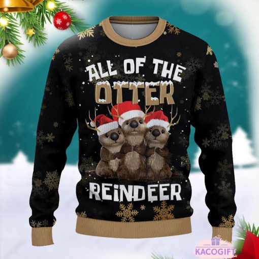 all of the otter reindeer ugly christmas sweater 2