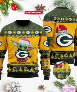 baby yoda green bay packers ugly christmas sweater 1