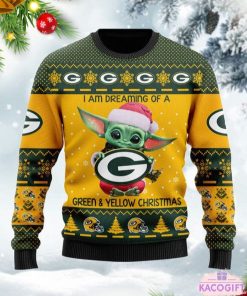 baby yoda green bay packers ugly christmas sweater 2