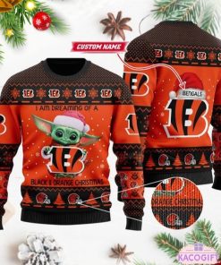 baby yoda star war cincinnati bengals ugly christmas sweater 1