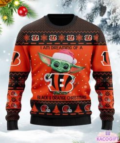 baby yoda star war cincinnati bengals ugly christmas sweater 2