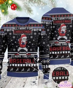 baseball lovers gift all i want for christmas ugly sweater 1