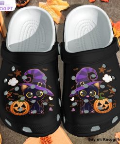 black cat and pumpkin 3d printed crocs shoes 1