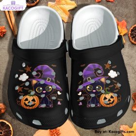 black cat and pumpkin 3d printed crocs shoes 1