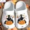 black cat sitting on pumpkin 3d printed crocs shoes 1