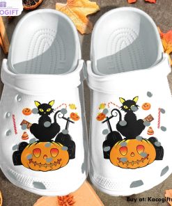 black cat sitting on pumpkin 3d printed crocs shoes 1