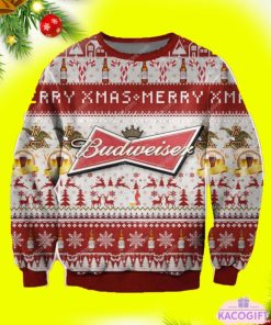 budweiser merry xmas drinking christmas ugly sweater gift for holiday 1