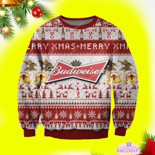 budweiser merry xmas drinking christmas ugly sweater gift for holiday 1