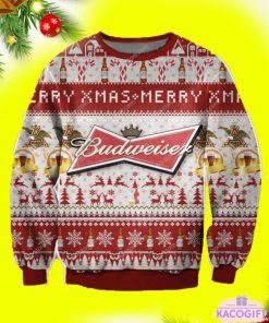 budweiser merry xmas ugly christmas sweater gift for holiday 1