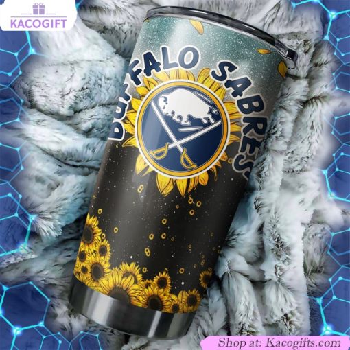 buffalo sabres nhl tumbler with sunflower design custom drink container for sports enthusiasts 2 naidxr