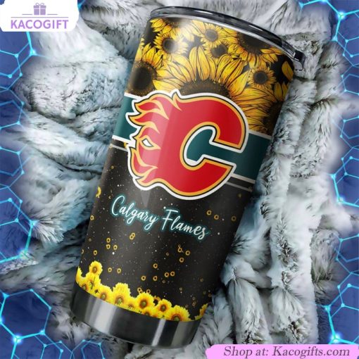 calgary flames nhl tumbler beautiful sunflower design that will make your day 1 ral2jy