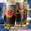 calgary flames nhl tumbler with sunflower design personalized drink container for fans 1 ktlq65