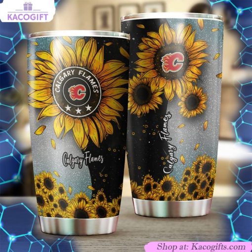 calgary flames nhl tumbler with sunflower sunshine design quality drinkware 2 azer1m