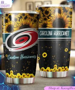 carolina hurricanes nhl tumbler with beautiful sunflower design beverage container 2 ojlqmv