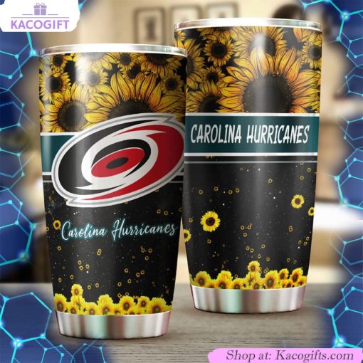 carolina hurricanes nhl tumbler with beautiful sunflower design beverage container 2 ojlqmv