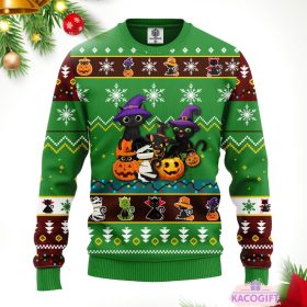 cat cute witcher noel mc christmas green ugly sweater 1