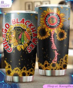 chicago blackhawks nhl tumbler sunflower design tumbler 1 vttq9k