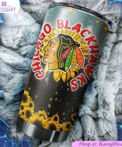 chicago blackhawks nhl tumbler sunflower design tumbler 2 ly349p