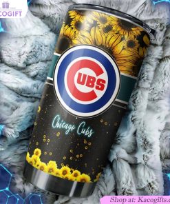 chicago cubs sunflower sunshine mlb tumbler with radiant flowers 2 tdpawg