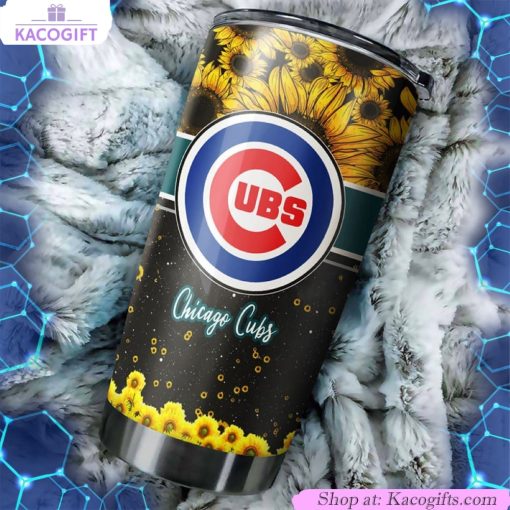 chicago cubs sunflower sunshine mlb tumbler with radiant flowers 2 tdpawg