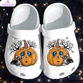 chihuahua dog and creepy pumpkin 3d printed crocs shoes 1