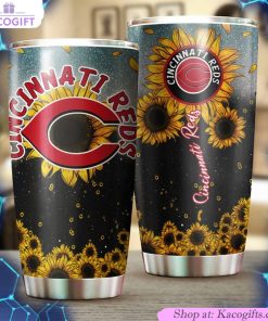 cincinnati reds sunflower mlb tumbler with beautiful blooms 2 igsb2b