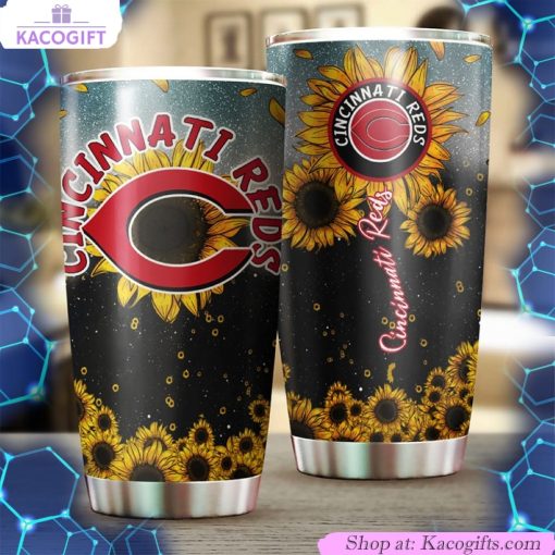 cincinnati reds sunflower mlb tumbler with beautiful blooms 2 igsb2b