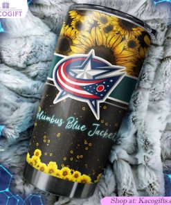 columbus blue jackets nhl tumbler beautiful sunflower design tumbler 1 nnrfbv