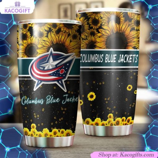 columbus blue jackets nhl tumbler beautiful sunflower design tumbler 2 hej1eq