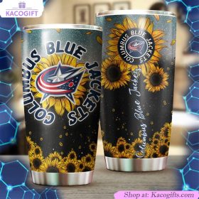 columbus blue jackets nhl tumbler with sunflower design ideal drink container for sports fans 1 h8zkmq