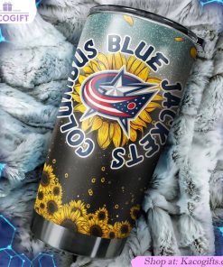 columbus blue jackets nhl tumbler with sunflower design ideal drink container for sports fans 2 t3oj2c