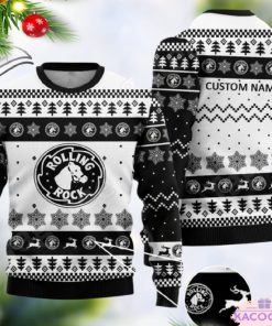 custom name rolling rock logo company uniform ugly christmas sweater 1