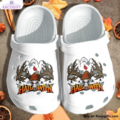 cute ghost with skull deer tattoo 3d printed crocs shoes 1