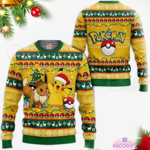 cute pokemonxmas pikachu ugly christmas sweater 1