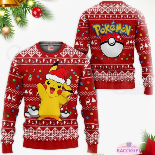 cute xmas pikachu ugly christmas sweater 1