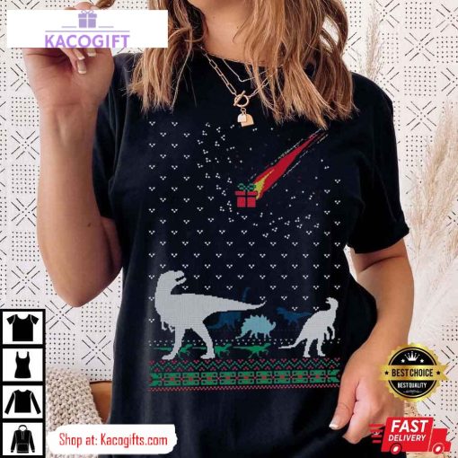 dinosaur extinction t rex christmas unisex shirt 2 h7n2oa