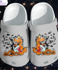 dinosaur halloween teacher book lover pumpkin 3d printed crocs shoes 1