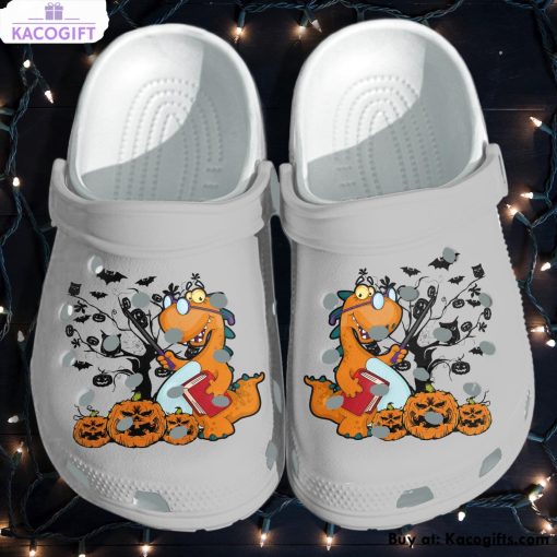 dinosaur halloween teacher book lover pumpkin 3d printed crocs shoes 1