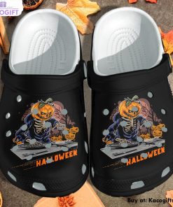 dj skull tattoo with pumpkin 3d printed crocs shoes 1