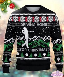 driving home for christmas golf drive golfer ugly sweater 2