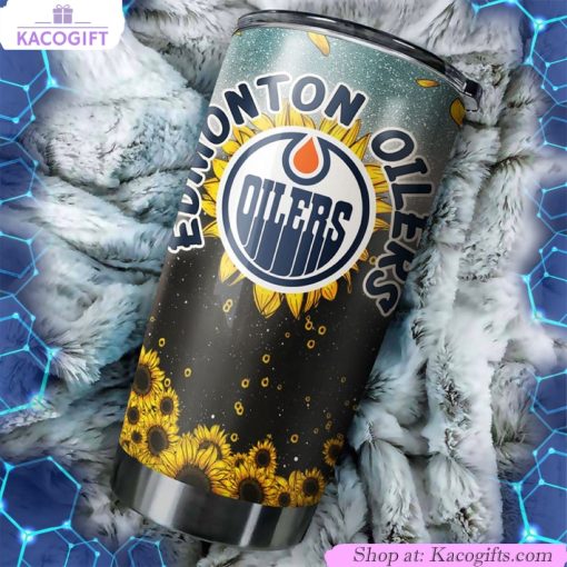 edmonton oilers nhl tumbler with sunflower design 2 umo7gt