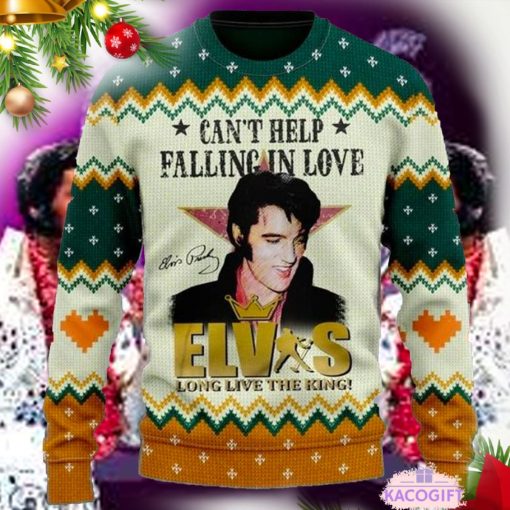 elvis presley long live the king ugly christmas sweater 1