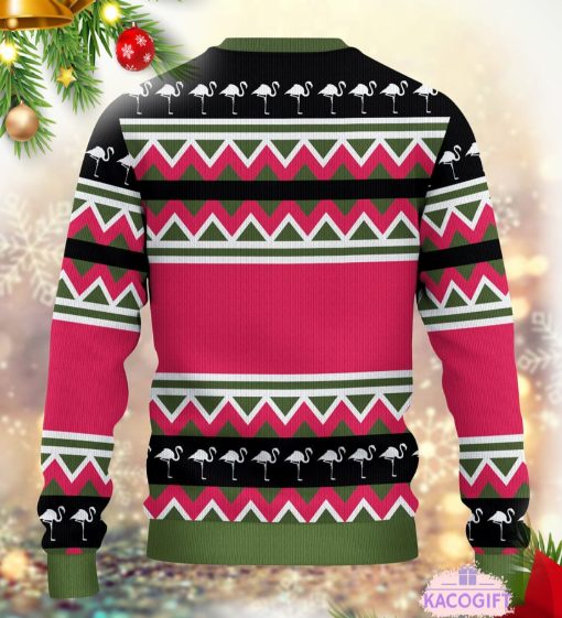 flockin around the christmas tree flamingo ugly sweater 3