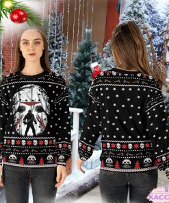 friday the 13th horror movie michael myers jason vooheers 3d ugly christmas sweater 1