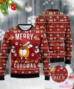 funny corgi merry x mas ugly unisex dog lover sweater 2