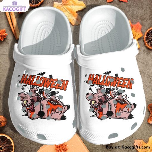 funny scary pig halloween 3d printed crocs shoes 1