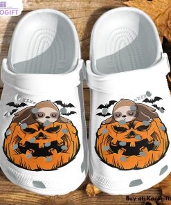 funny sloth hug pumpkin 3d printed crocs shoes 1