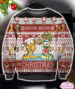 garfield cat meow ugly christmas sweater gift for holiday 1