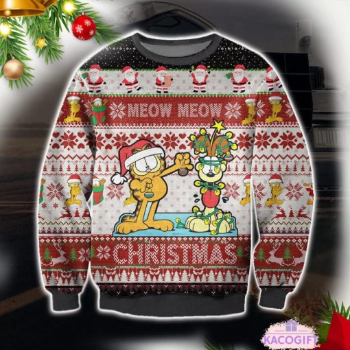 garfield cat meow ugly christmas sweater gift for holiday 1